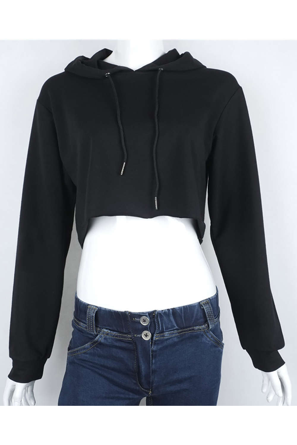 Iyasson Women Long Sleeve Crop Drawstring Hoodie 