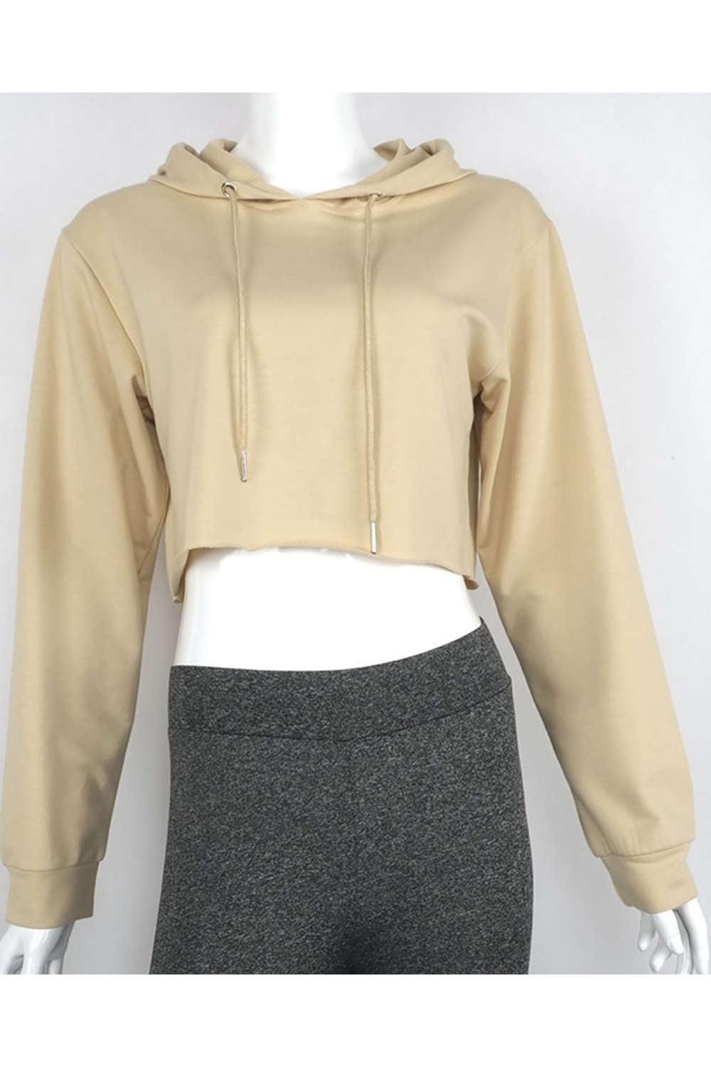 Iyasson Women Long Sleeve Crop Drawstring Hoodie 