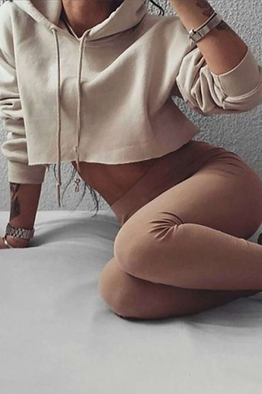 Iyasson Women Long Sleeve Crop Drawstring Hoodie