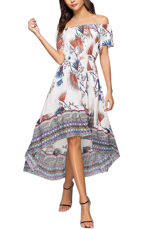 Iyasson Women's Off Shoulder High Low Dress