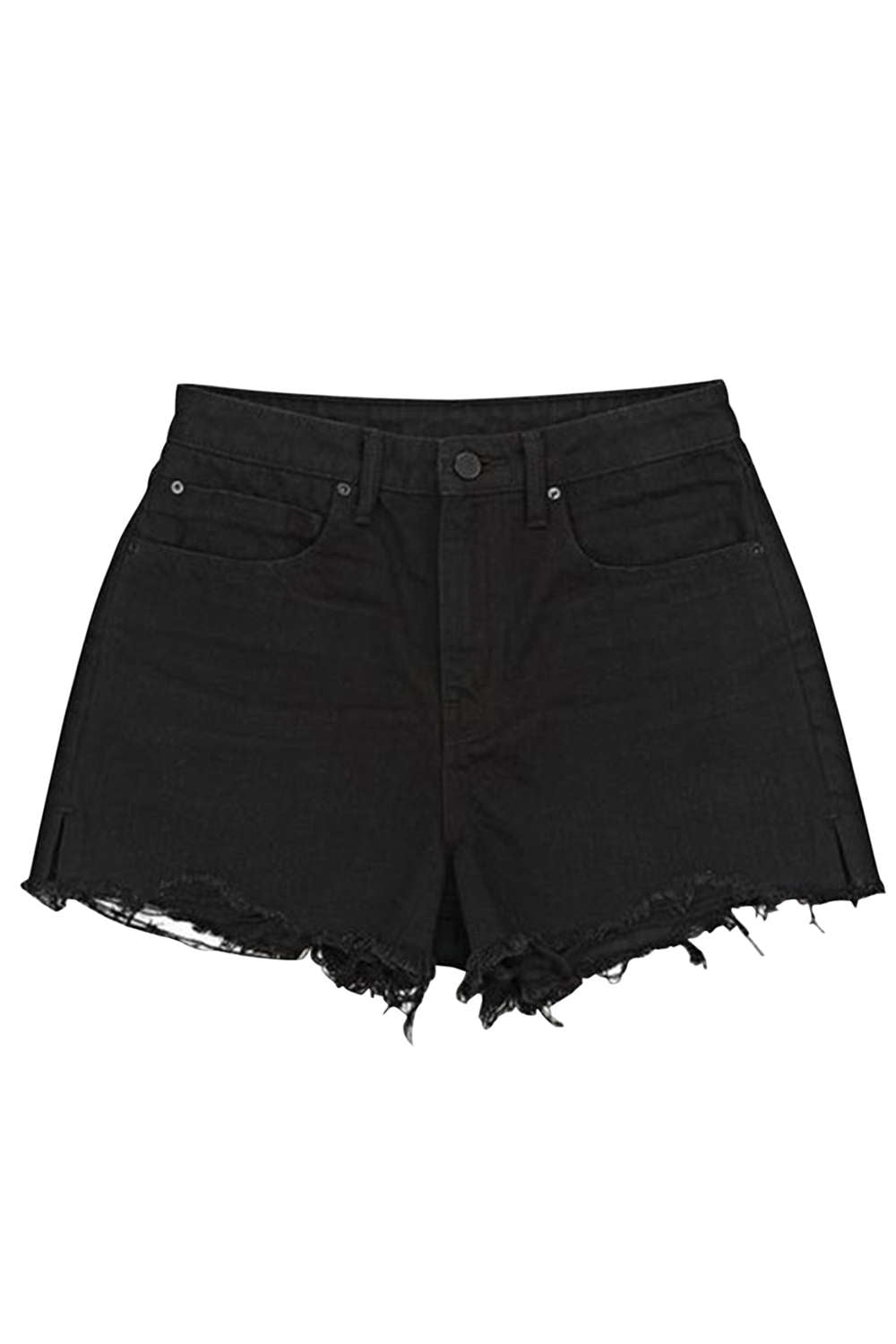 Iyasson Women's Ripped Fringe Hem High Waist Plain Hot Denim Shorts