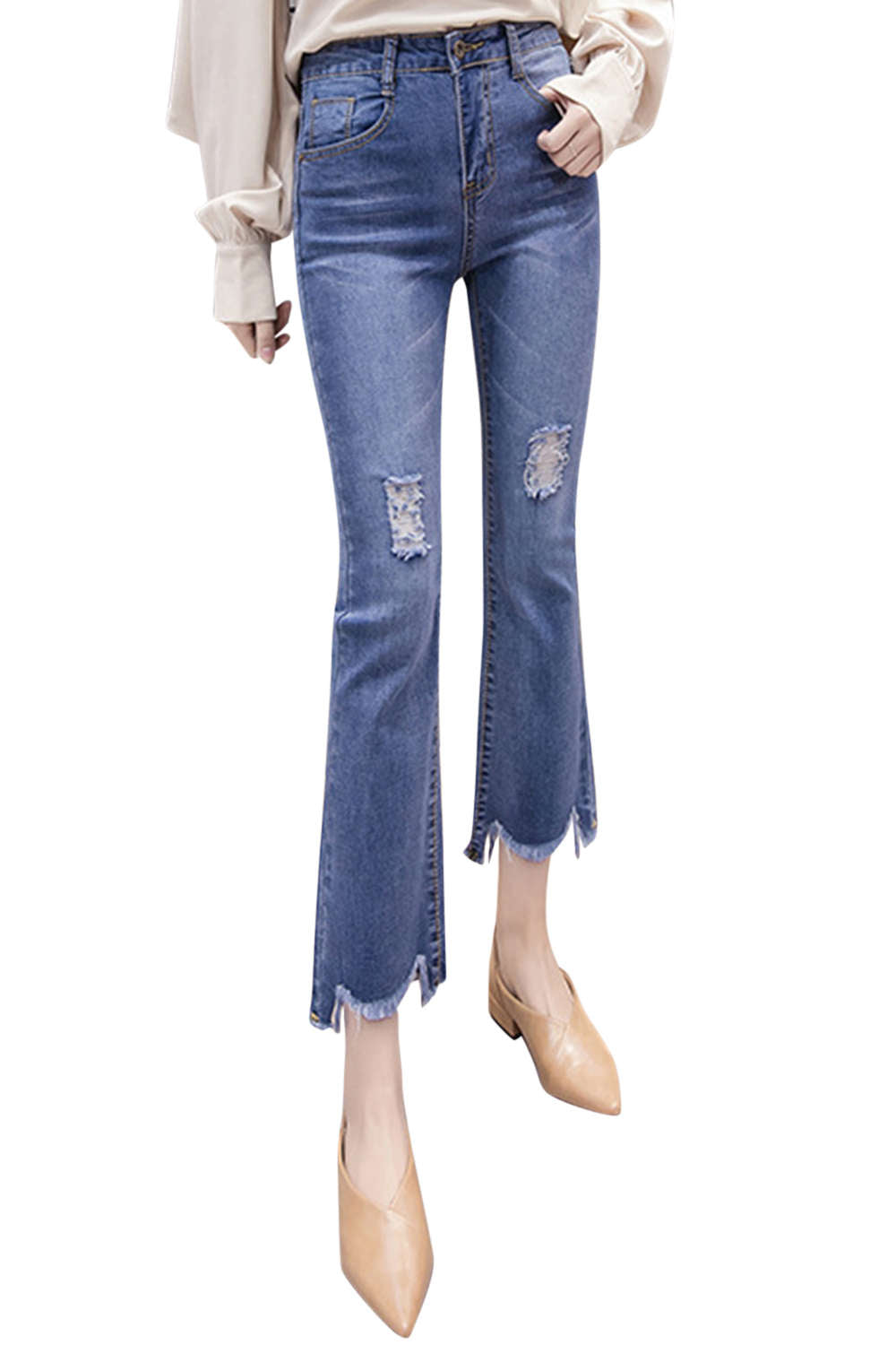 Iyasson Women's High Rise Staight Leg Jeans