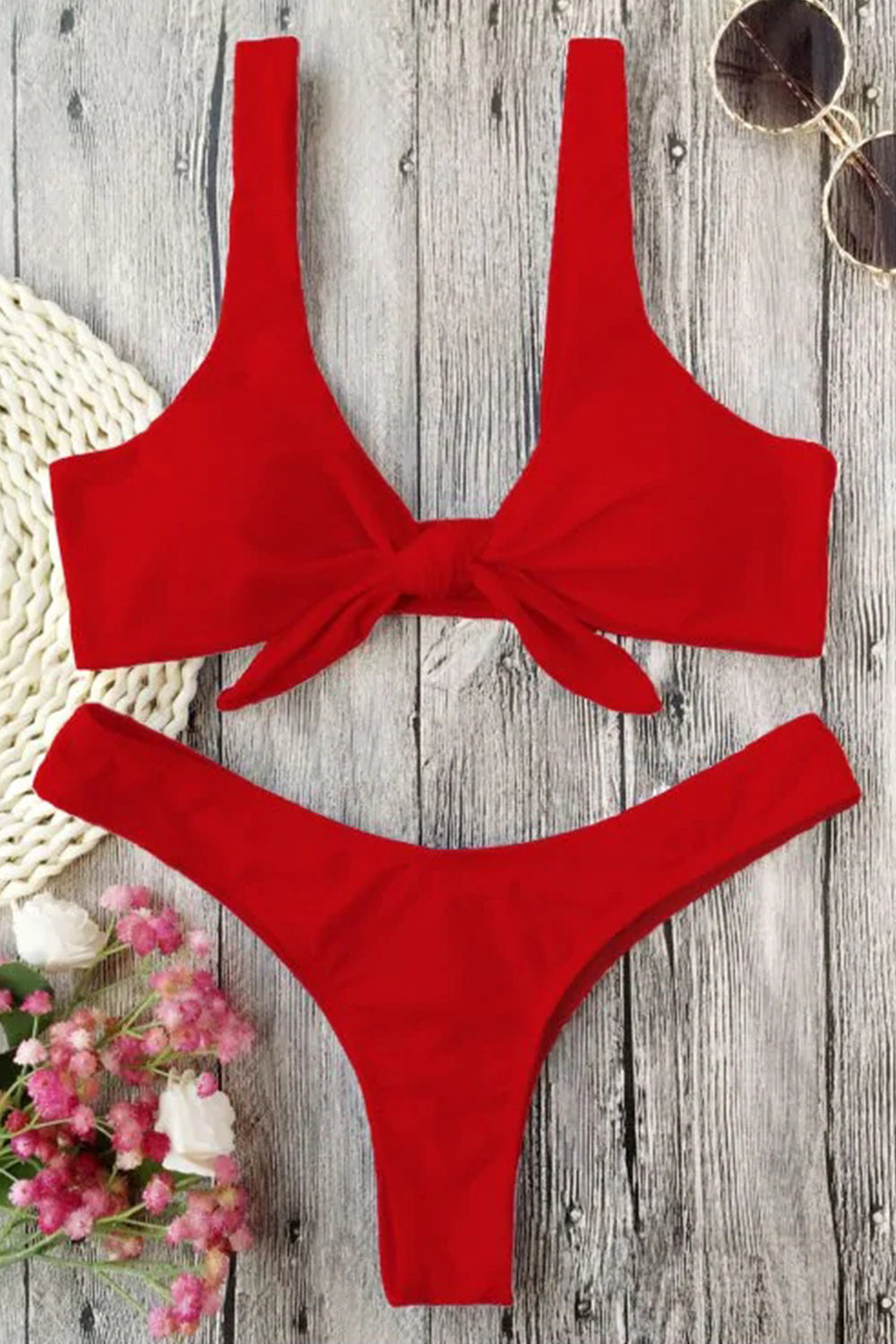 Knotted Thong Bikini Red