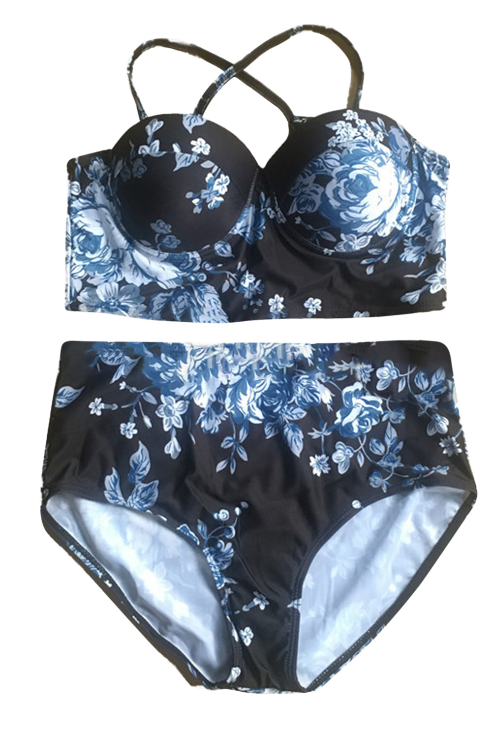 Iyasson Flowers printing High-waisted fit Retro Swimwear