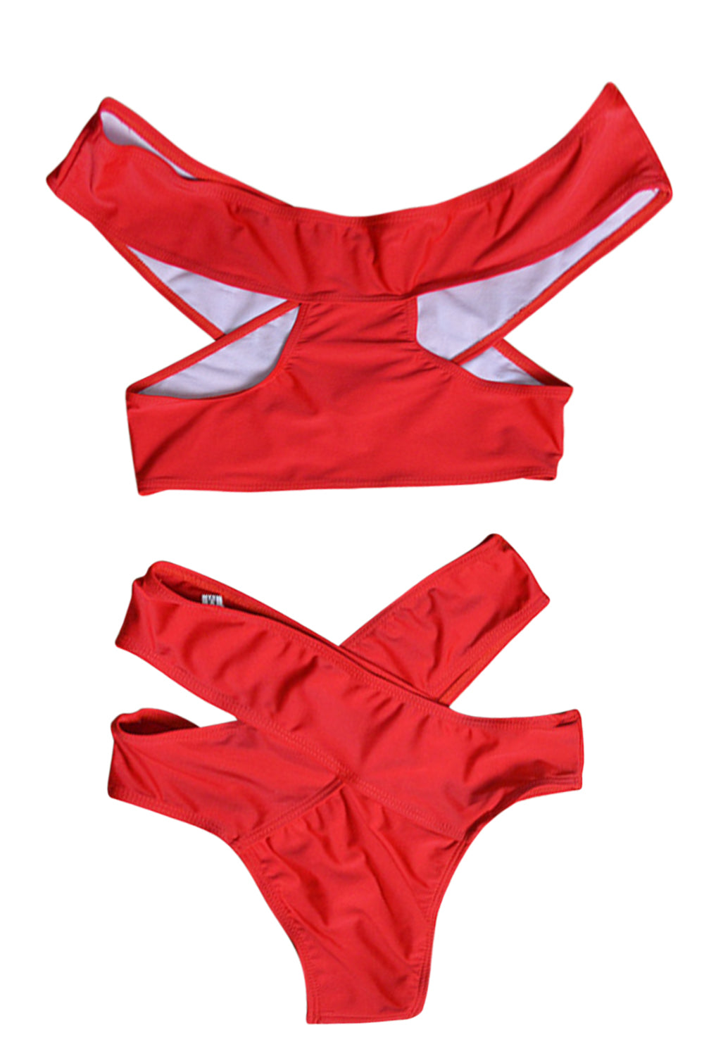 Iyasson Red Off-shoulder High-waisted Fit Bikini