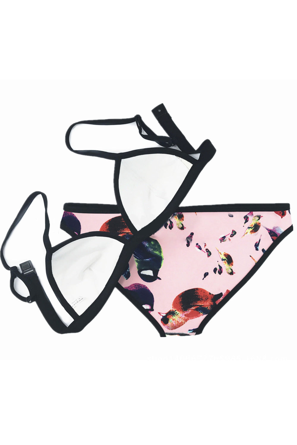 Iyasson Triangle top with Floral Printing Neoprene Bikini Set