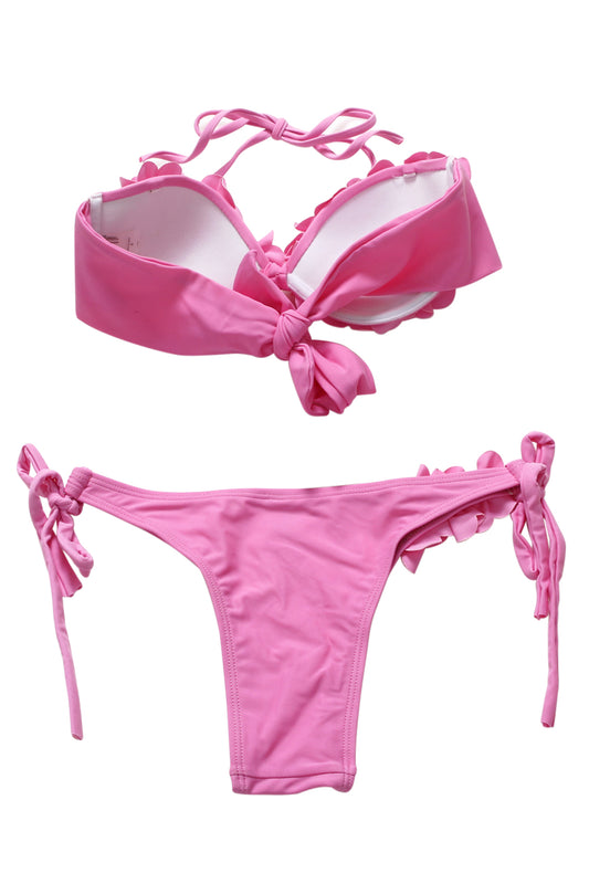 Iyasson Creamy Pink 3D Blooming Flower  Bikini Set