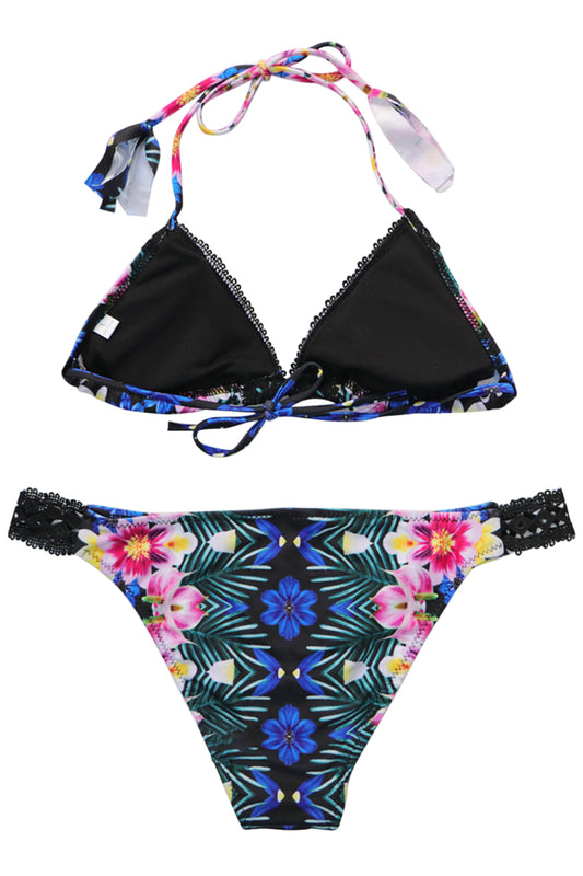 Iyasson Floral Printing Triangle cup Bikini Set