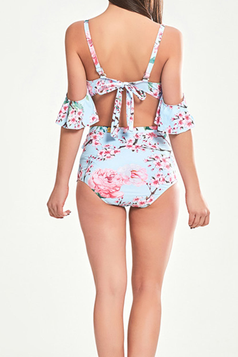 Iyasson Floral Printing High-waisted fit Falbala Bikini Sets
