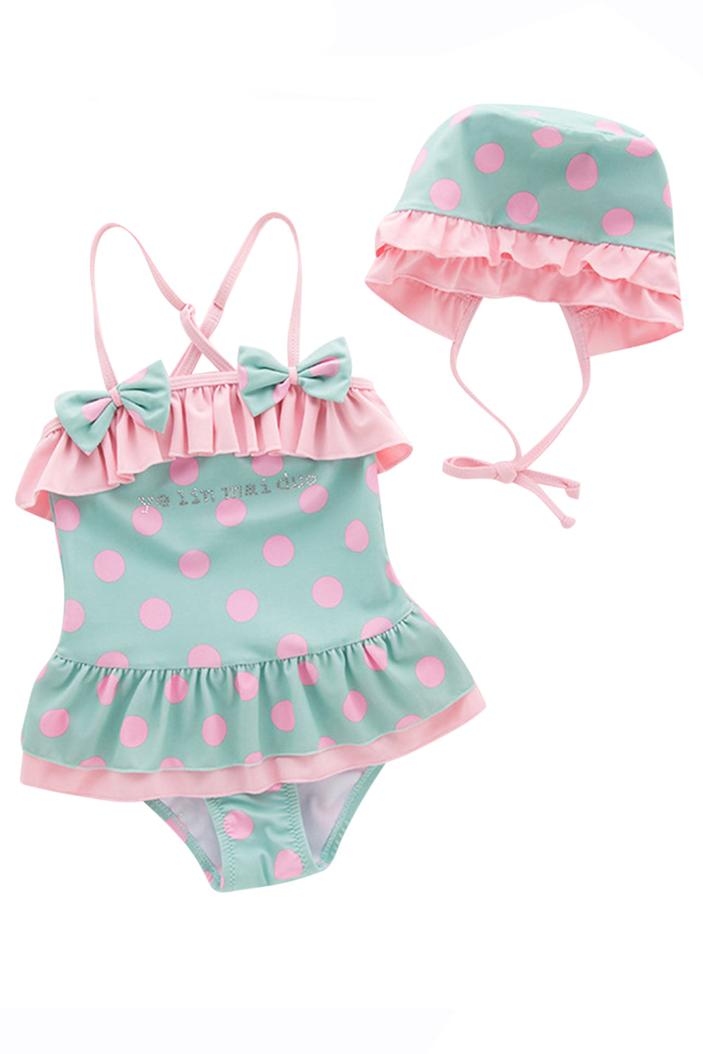Iyasson Polka Dot Printing Baby Girl Swimsuit With Sweet Bow