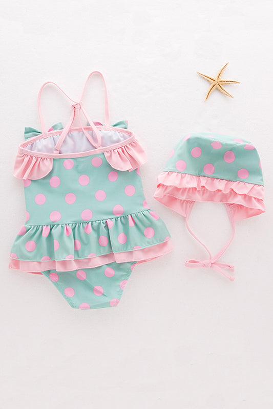 Iyasson Polka Dot Printing Baby Girl Swimsuit With Sweet Bow