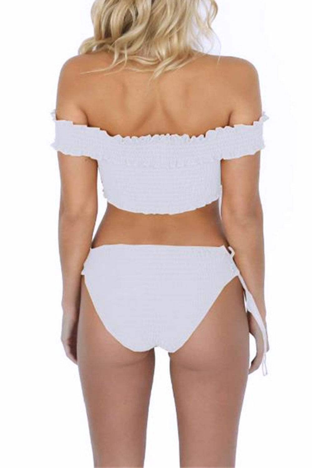 Iyasson Solid Color Textured Fabric Cross Design Bikini Sets