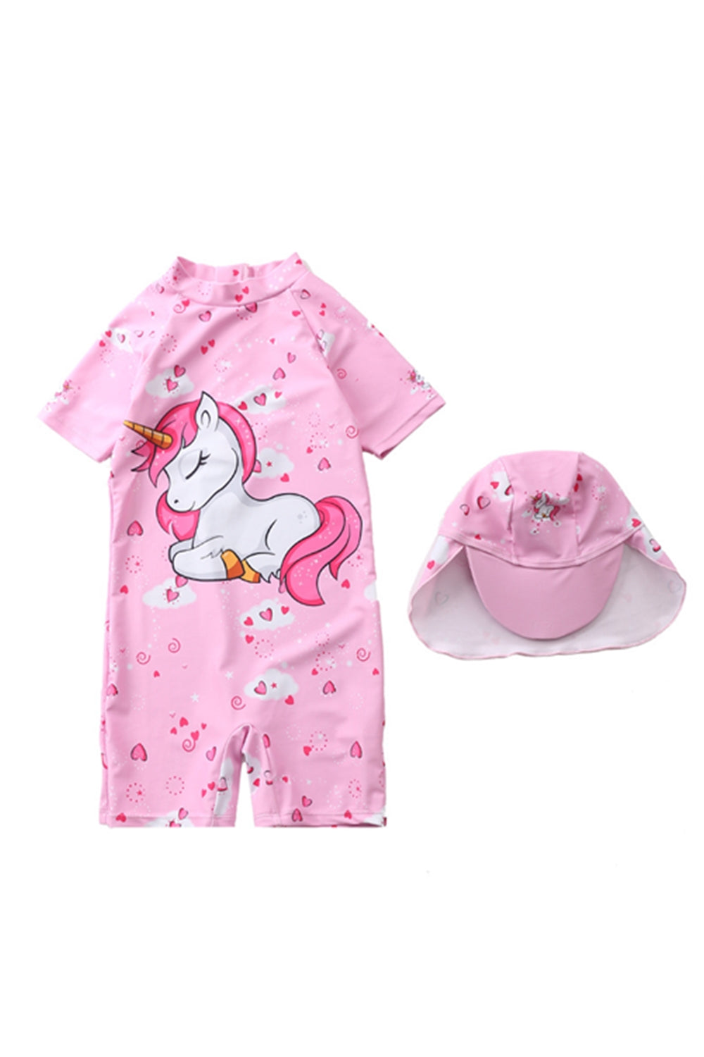 Cute Girl One Piece Pink Unicorn Baby Swimsuit