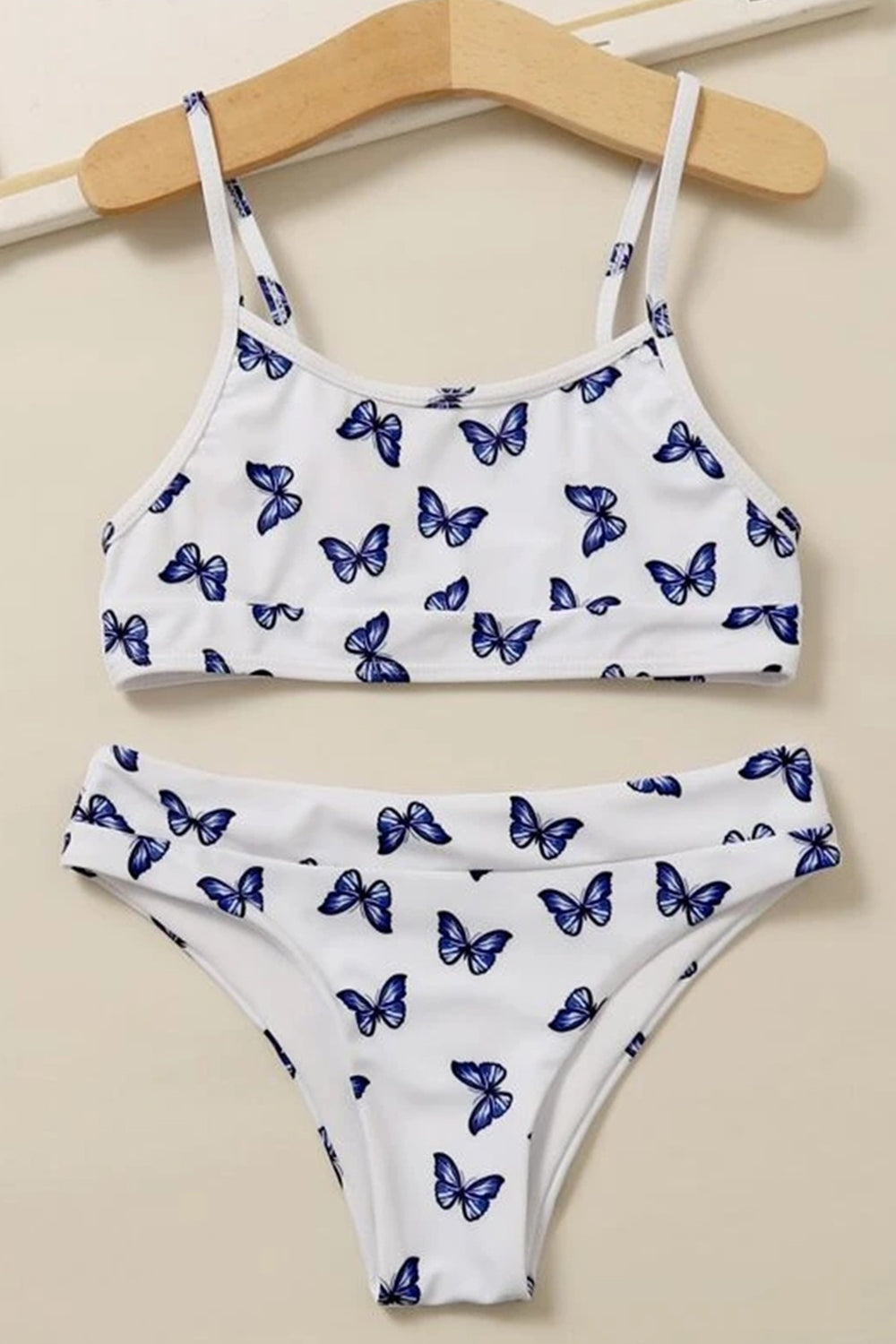 Girls Butterfly Print Strip Bikini Swimsuit