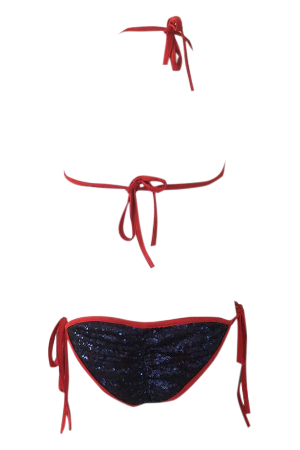 Iyasson Sexy Blue Glitter Triangle Top Bikini Sets