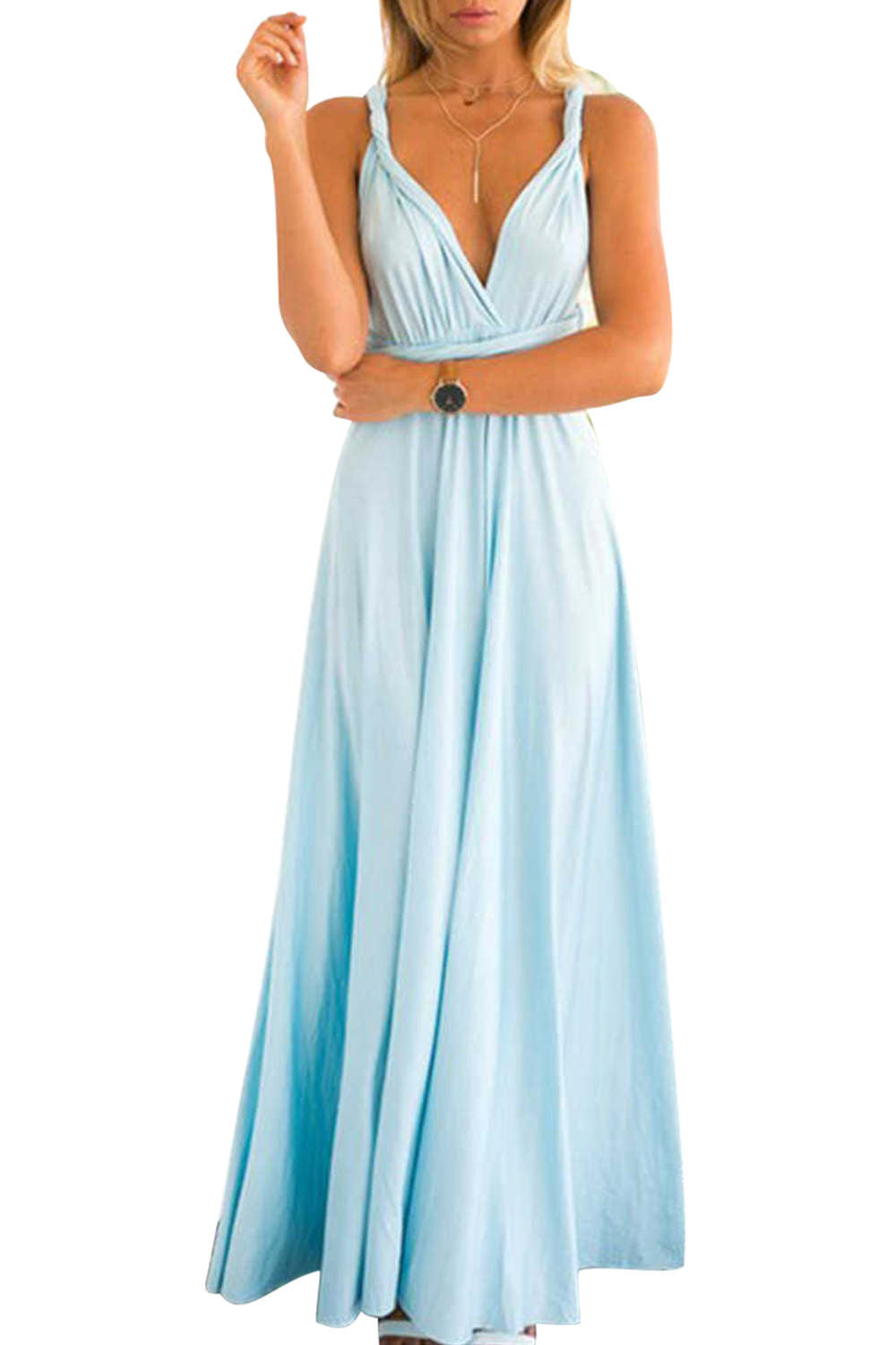 Iyasson Backless Front-Slit Cheap Long Prom Dress