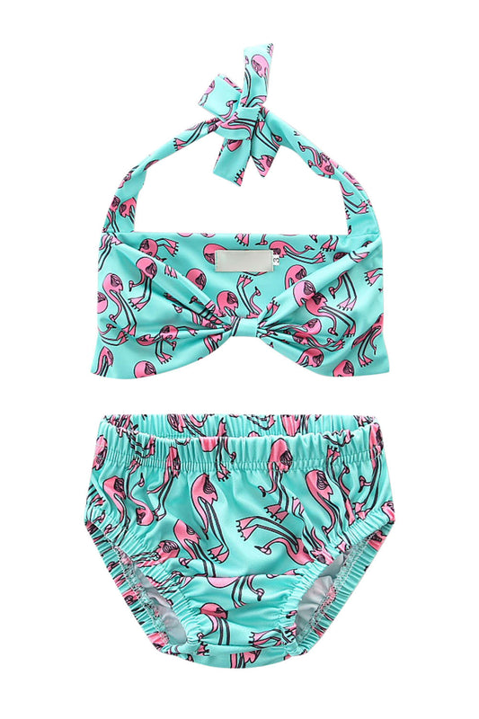 Iyasson Blue flamingo bathing suit For Baby Girl