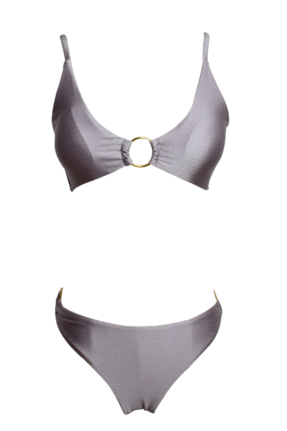 Iyasson Gray Inset Gold Rings Design Bikini Sets