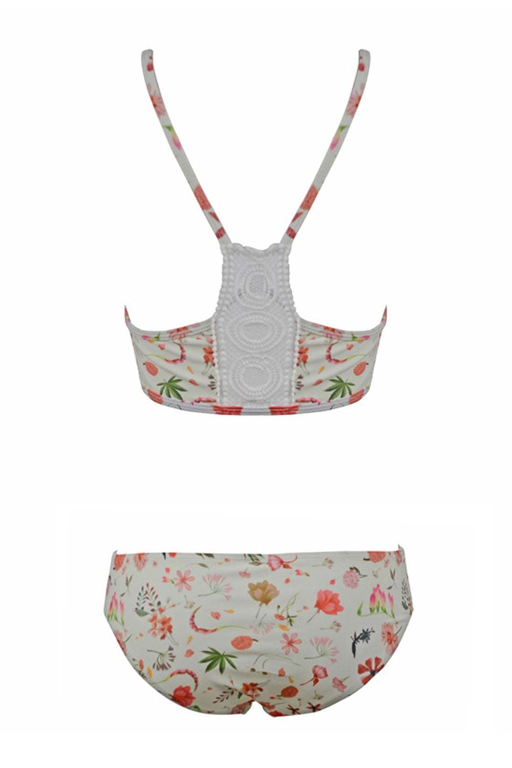 Iyasson Sweet Floral Printing Cut Out Design Bikini Sets