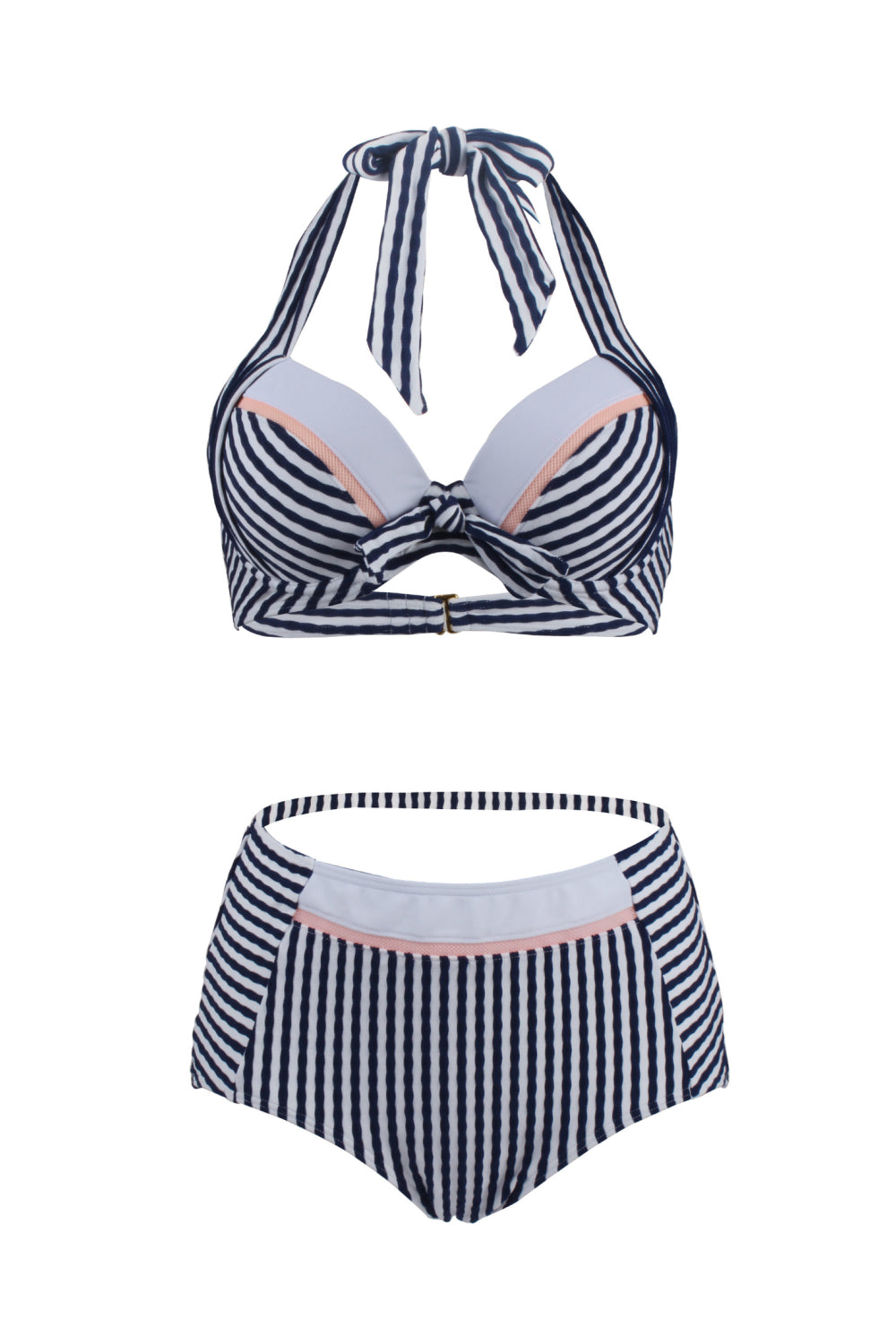 Women Striped Sexy Halter Two-piece Swimsuit