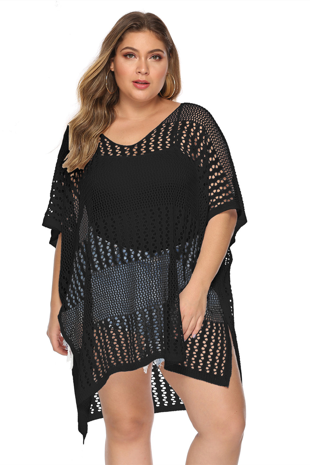 Sexy Plus Size Hollow Out Crochet Cover Ups