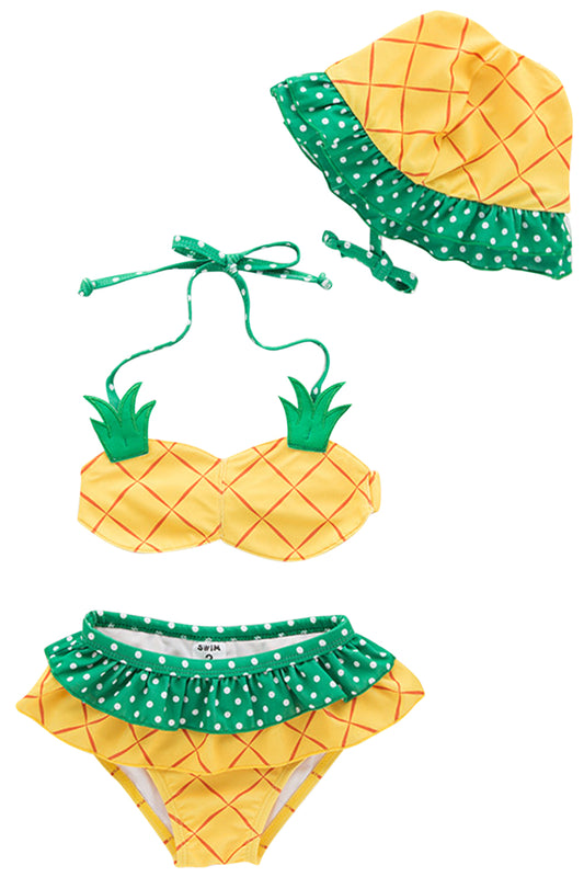 Iyasson Pineapple Printing Baby Girl Bikini Sets