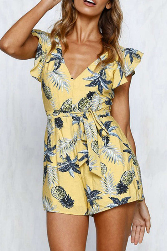 Iyasson Floral Printing Sexy Romper