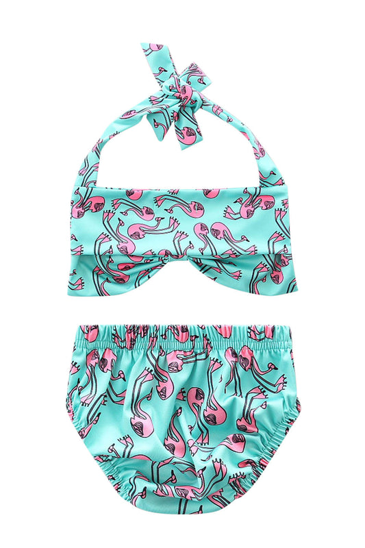 Iyasson Blue flamingo bathing suit For Baby Girl