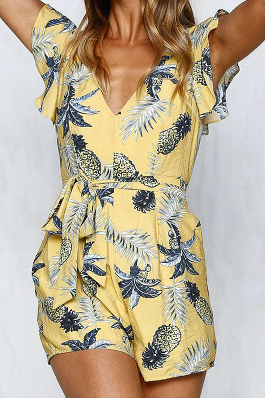 Iyasson Floral Printing Sexy Romper