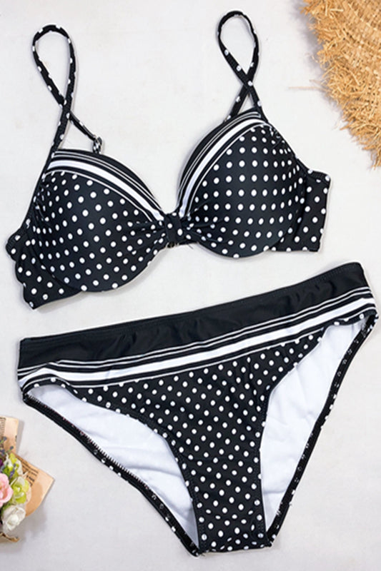 Iyasson Black Polka Dot Sexy Push-up Bikini