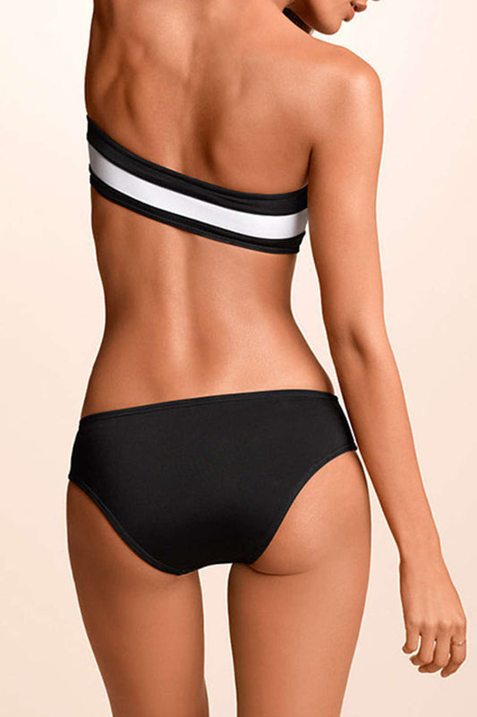 Iyasson Stripe Printing Strapless Bikini Sets