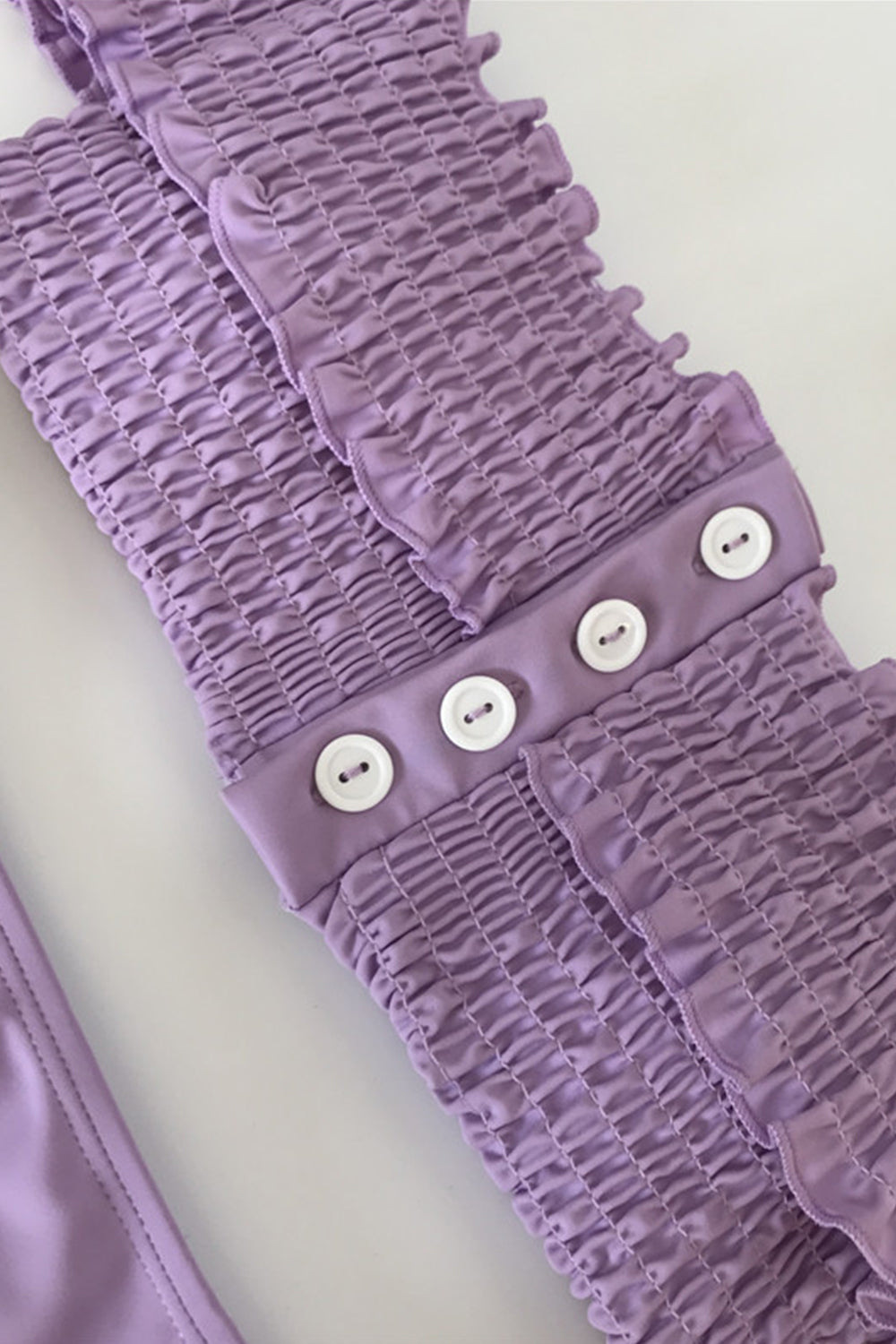 Iyasson Purple Off-the-shoulder Shirring Bikini Sets