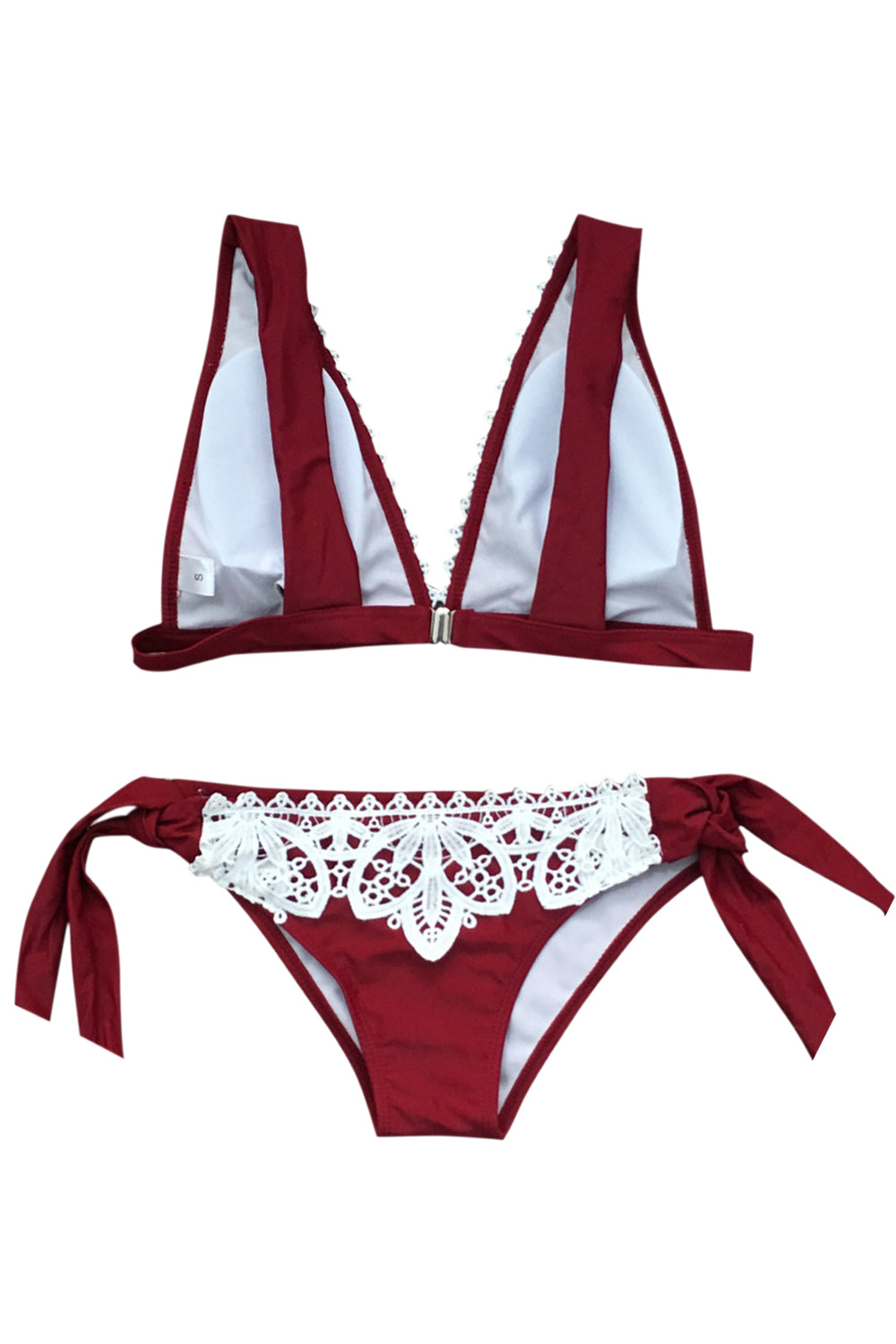 Iyasson Wine Red Lace Up Bikini Set
