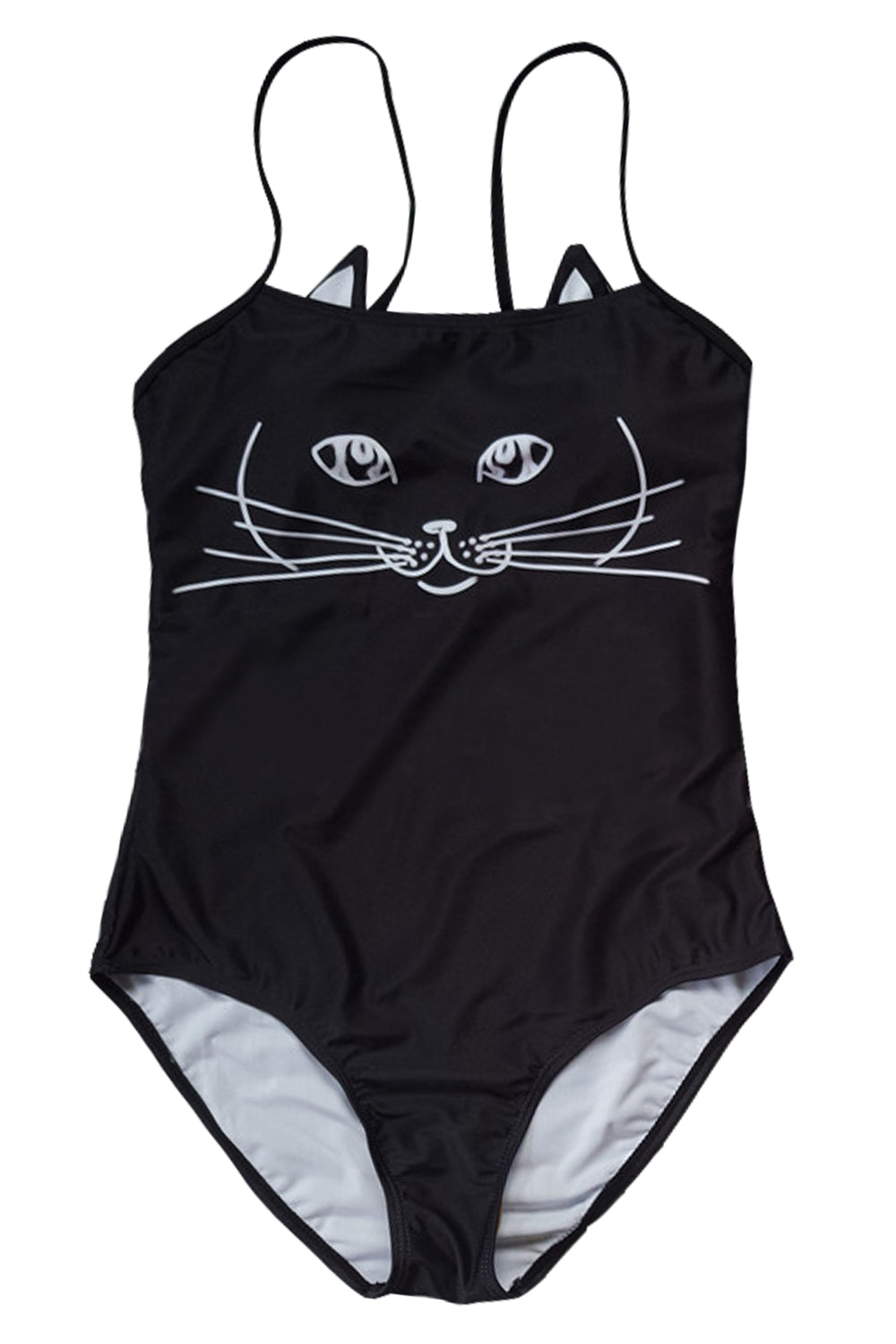 Iyasson Black Cute Cat Pattern Mom & daughter Swimsuit