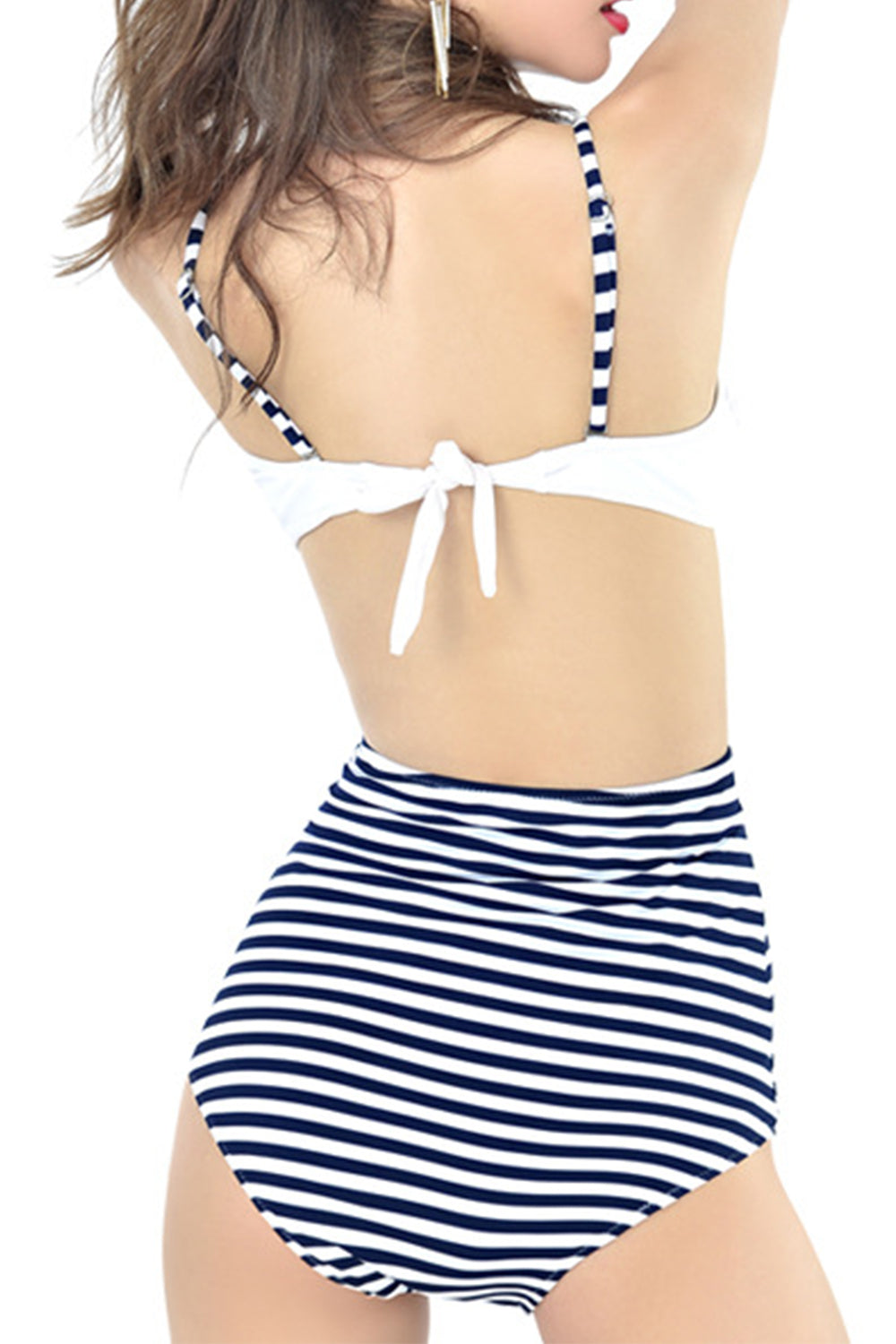 Iyasson Stripe Pattern High-waisted fit Bikini Sets