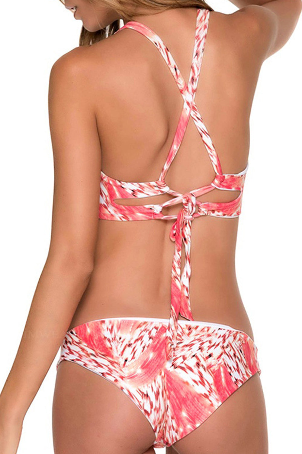 Iyasson New Abstract Foil Pattern Tank Bikini Swimsuit