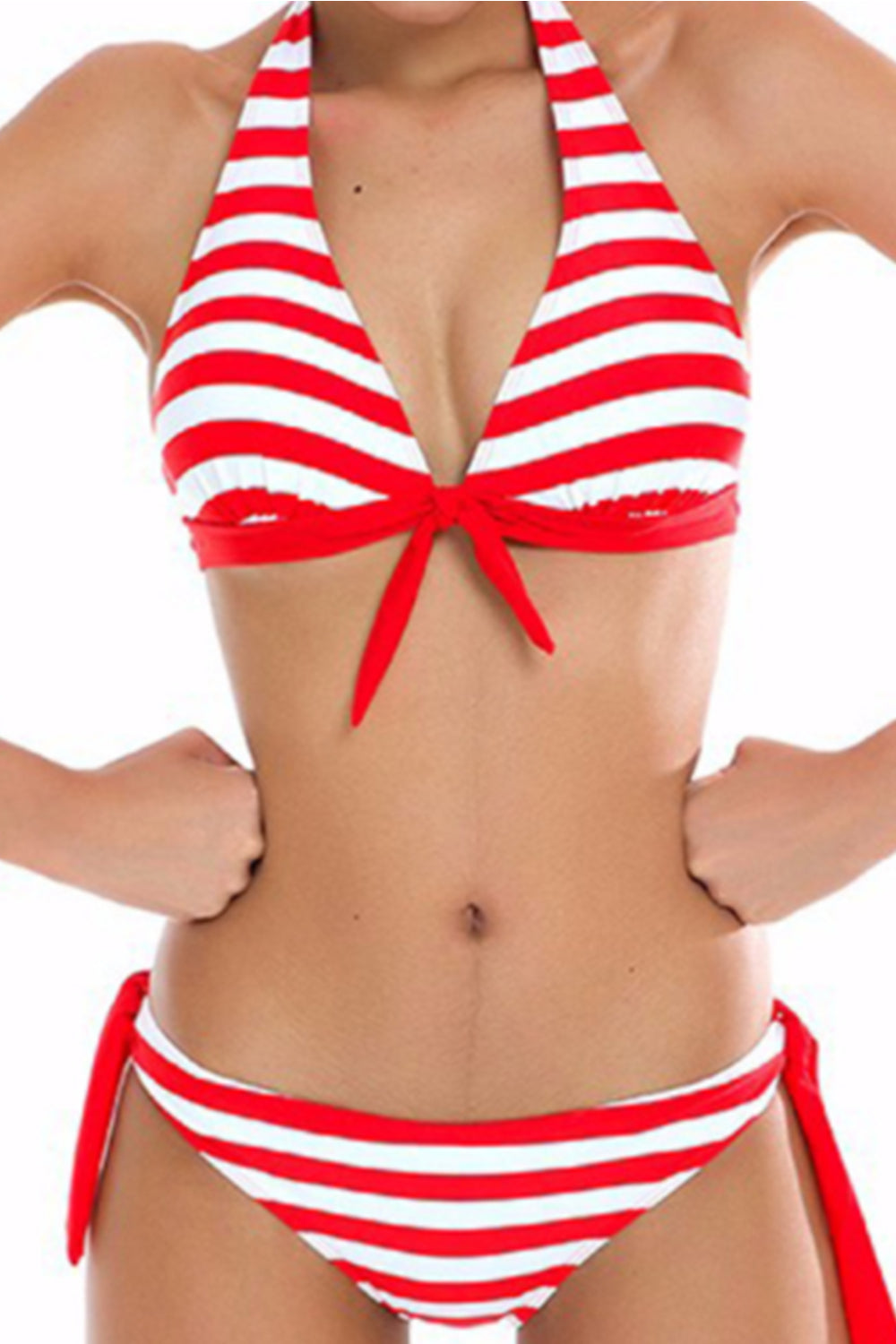Iyasson 2021 Women Black Striped Halter Bikini Sets