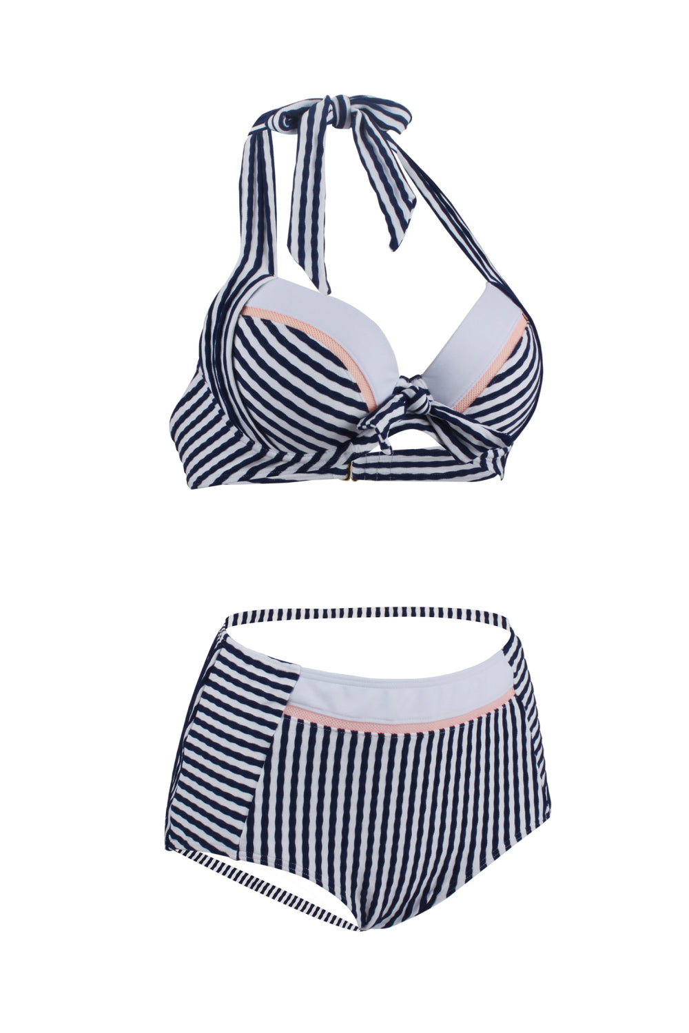 Women Striped Sexy Halter Two-piece Swimsuit
