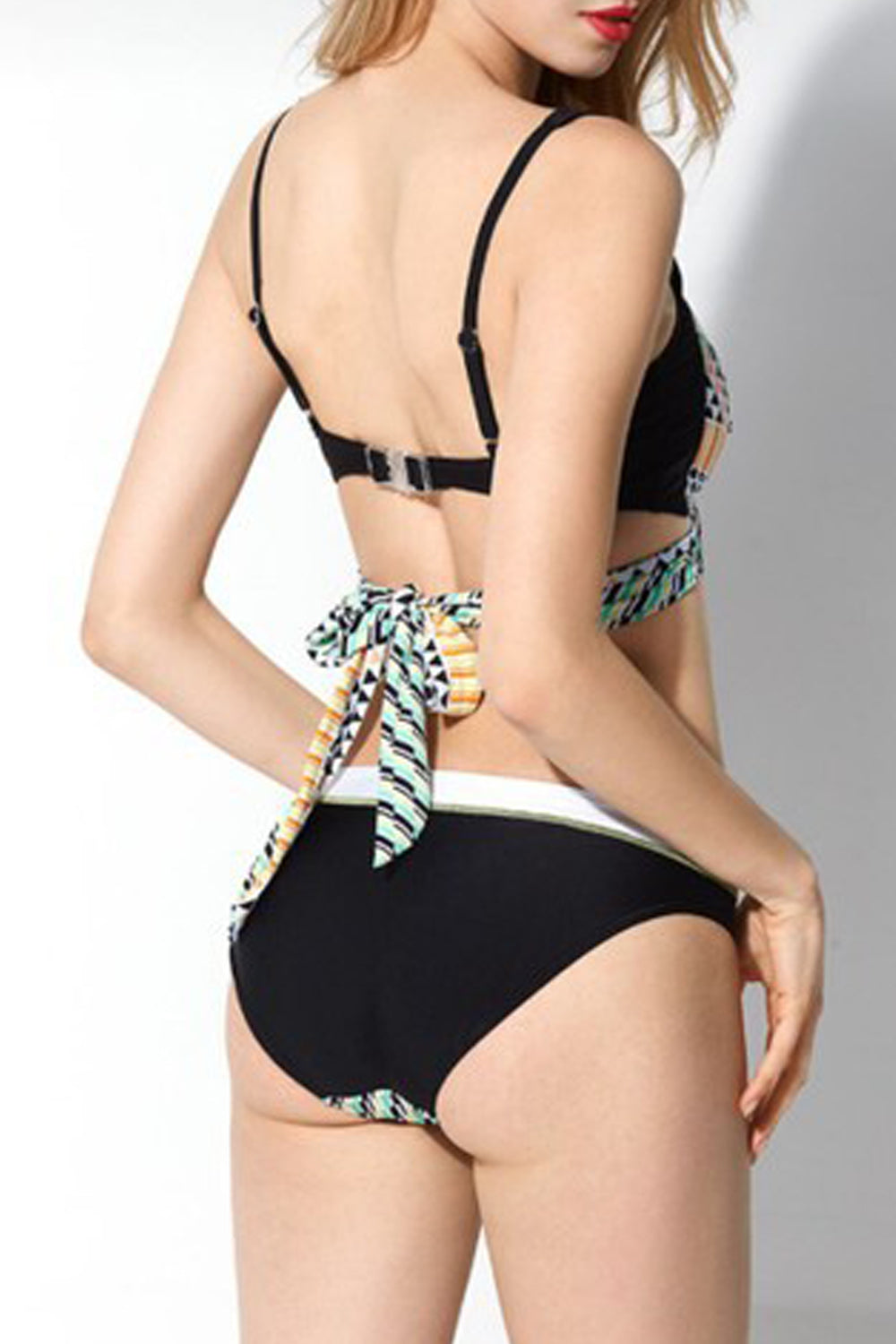 Iyasson Geometric Pattern Push Up Bikini Sets