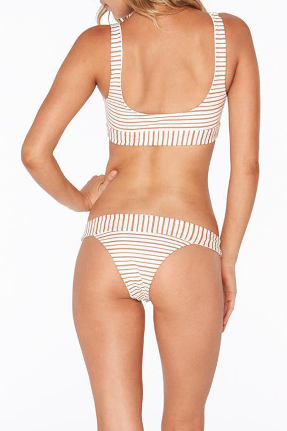 Iyasson Trendy Sport Style Stripe Splicing Printing Bikini Sets