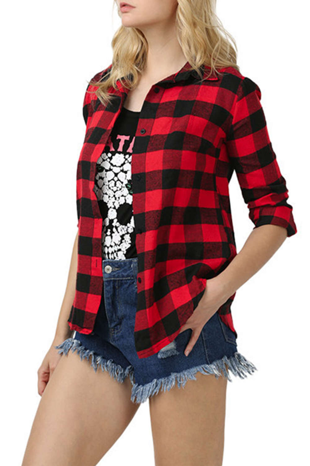 Iyasson Plaid&Check Long Sleeve Shirt