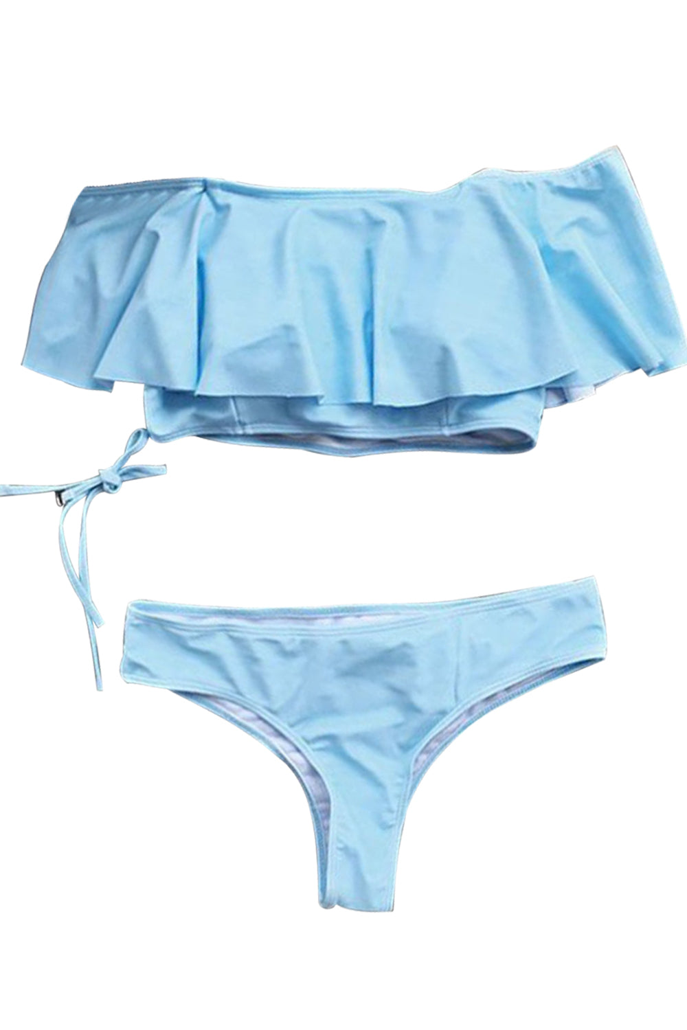 Iyasson Seaside Falbala off-shoulder Bikini Set