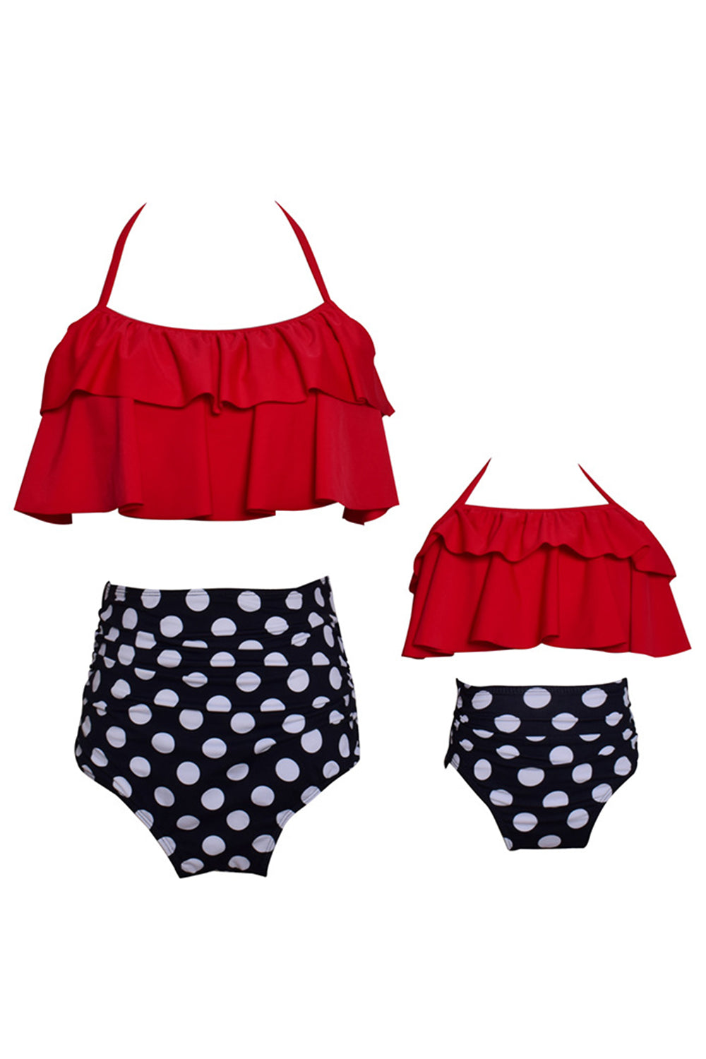 Iyasson Polka Dot Falbala Parent-child Bikini Sets