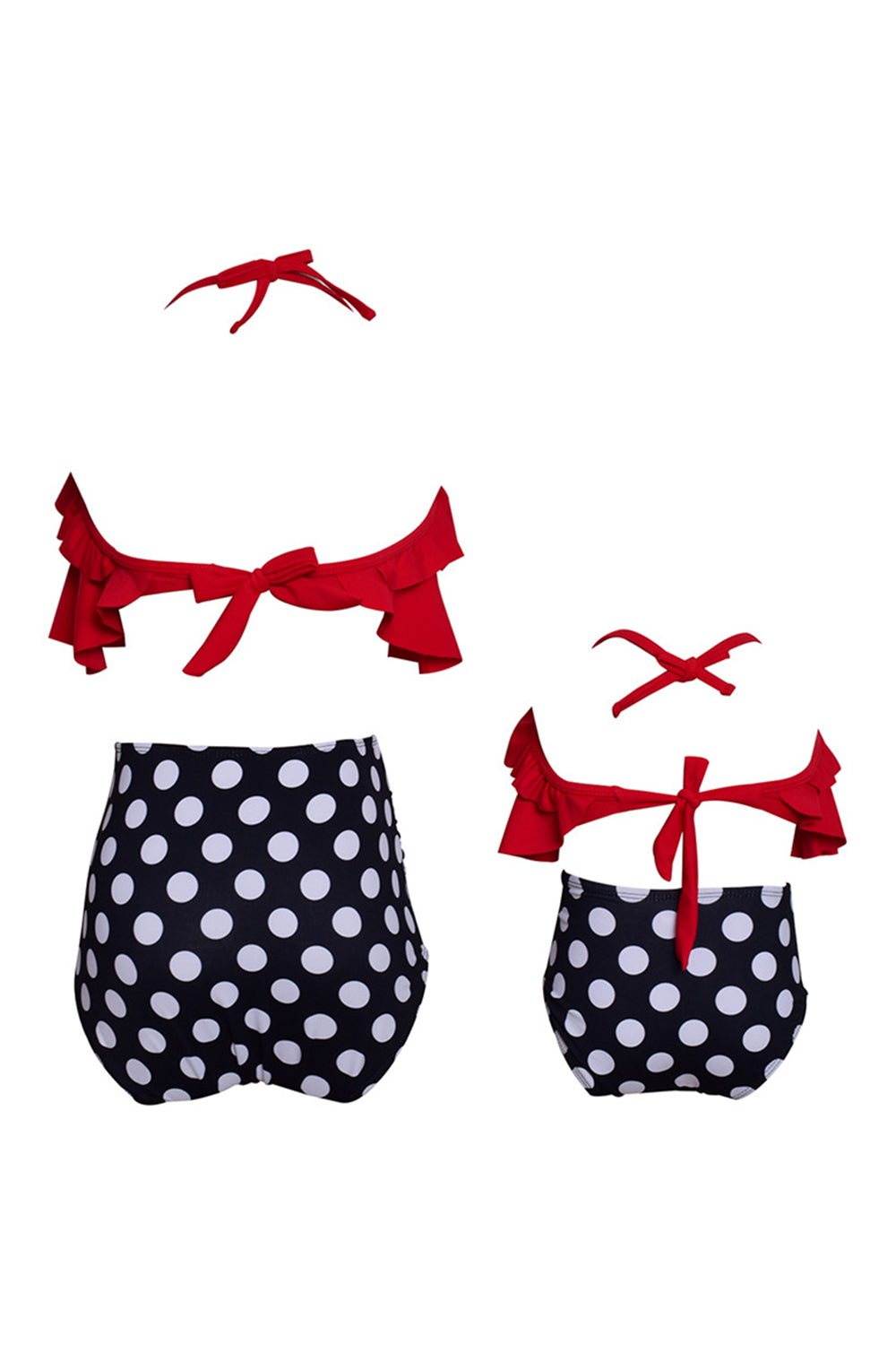 Iyasson Polka Dot Falbala Parent-child Bikini Sets