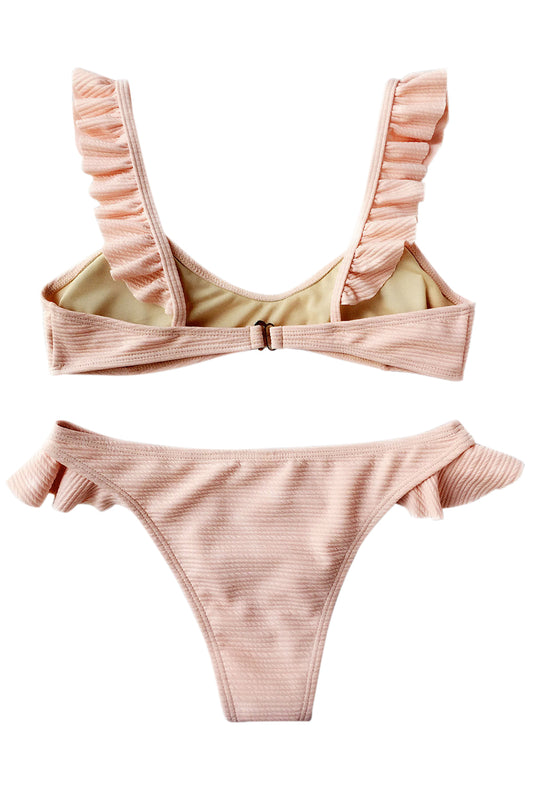 Iyasson Cute Solid-color Falbala Bikini Sets