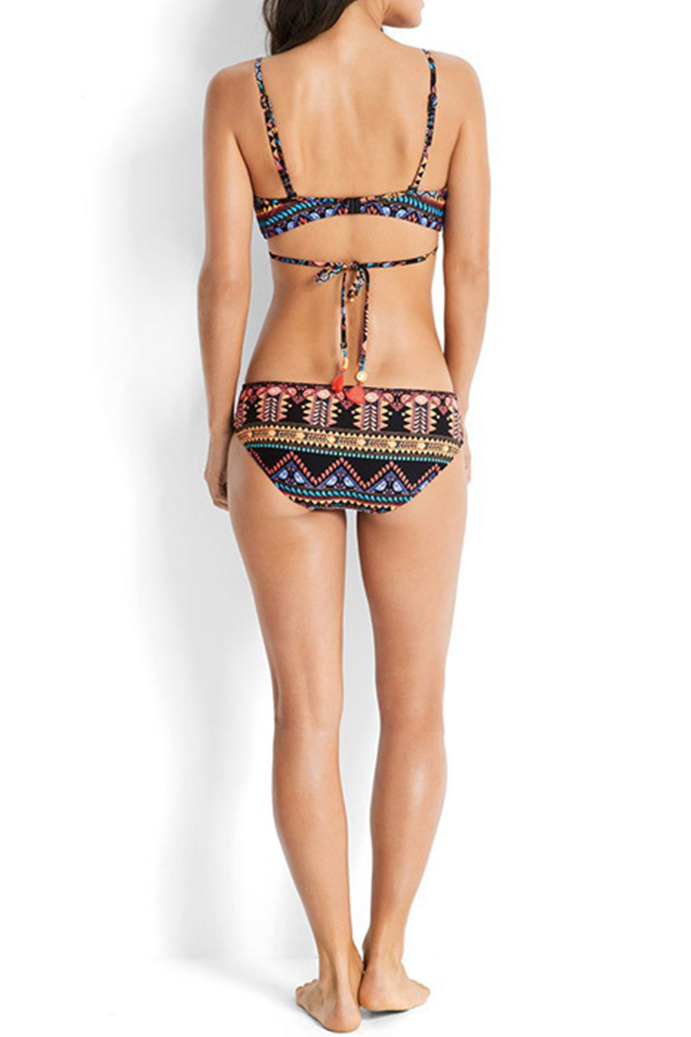 Iyasson Bohemia Print Front Cross Design Bikini Sets