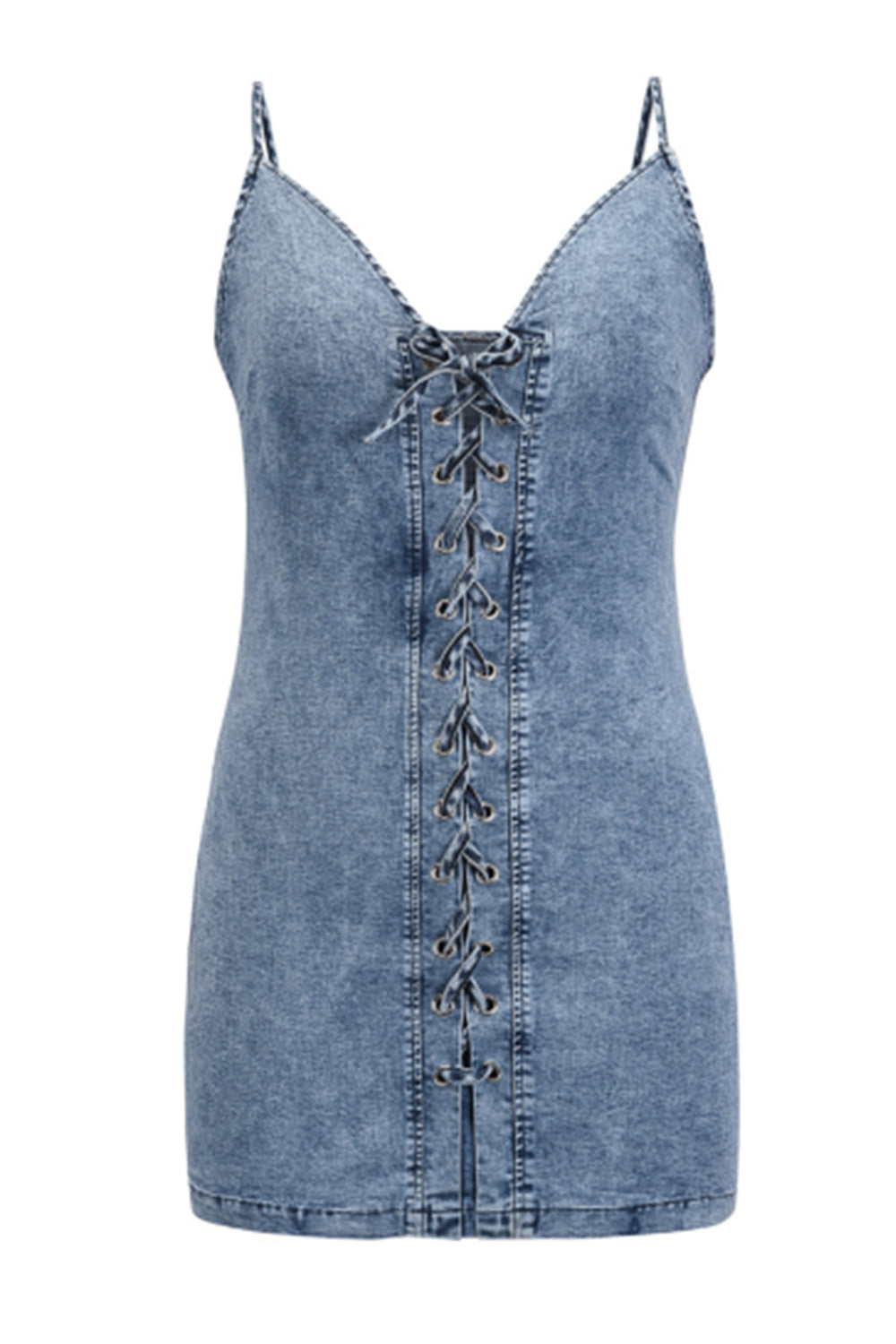 Women Sexy Denim Slim Strappy Hip Dress