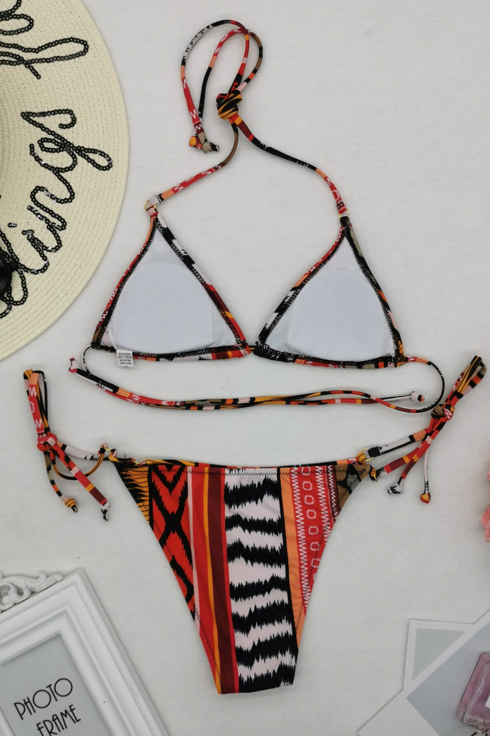 Iyasson Vintage Boho Printing Halter Bikini