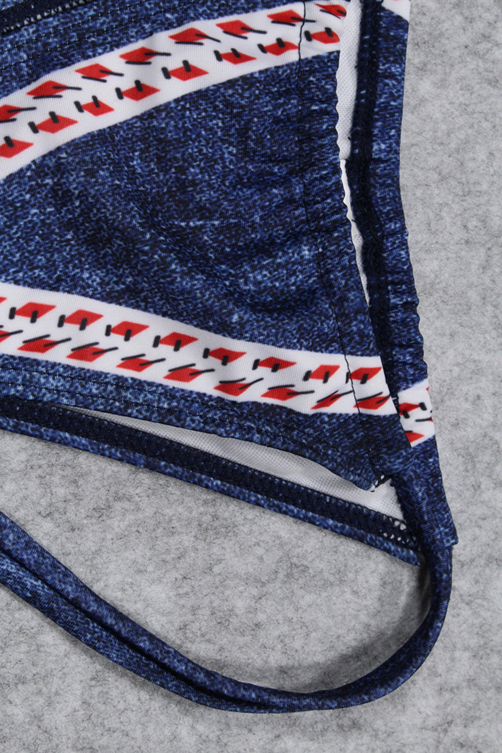 Iyasson Blue Denim Fabric Triangle Top Bikini Sets