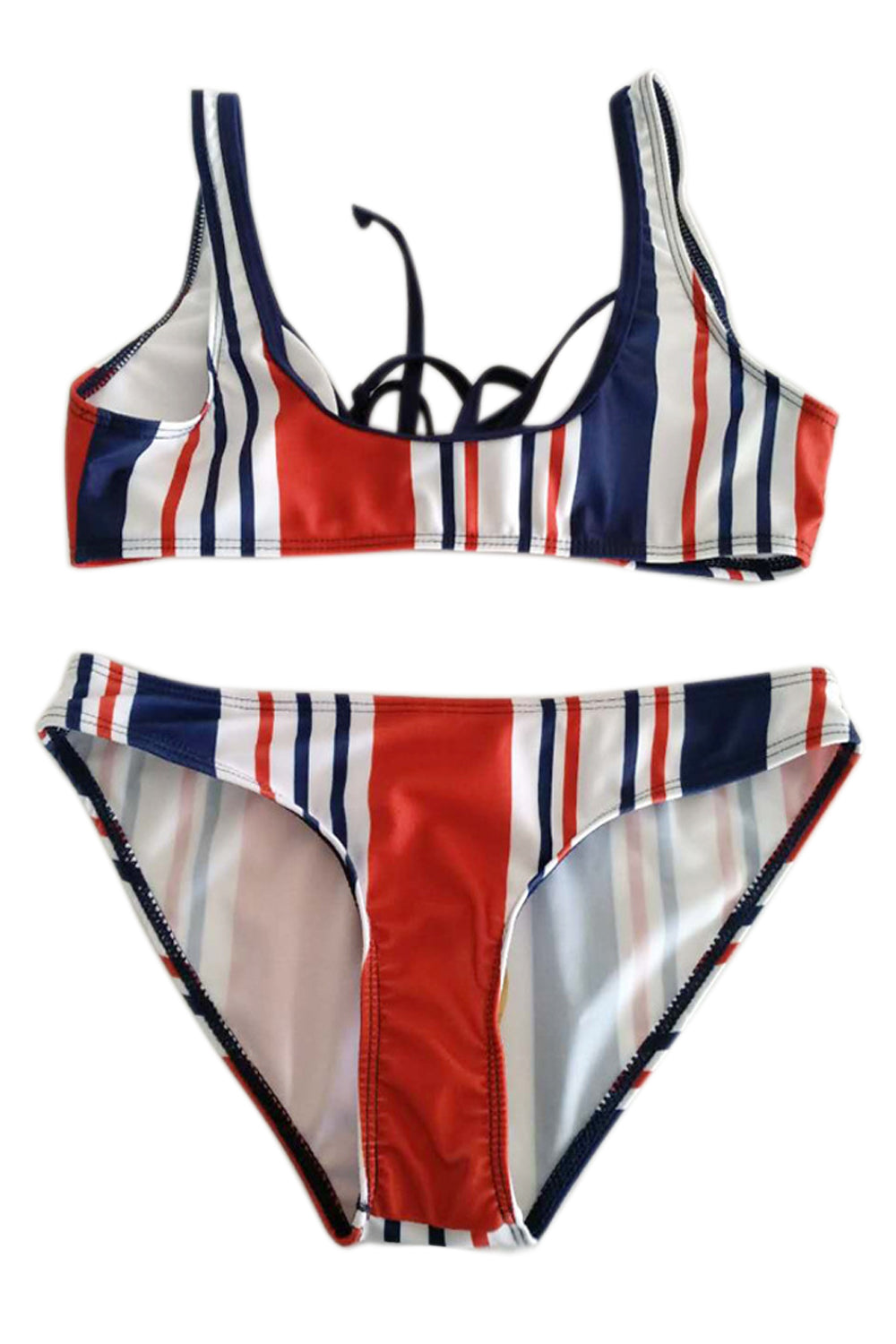 Iyasson Cute Stripe With Sweet Bow Bikini Sets